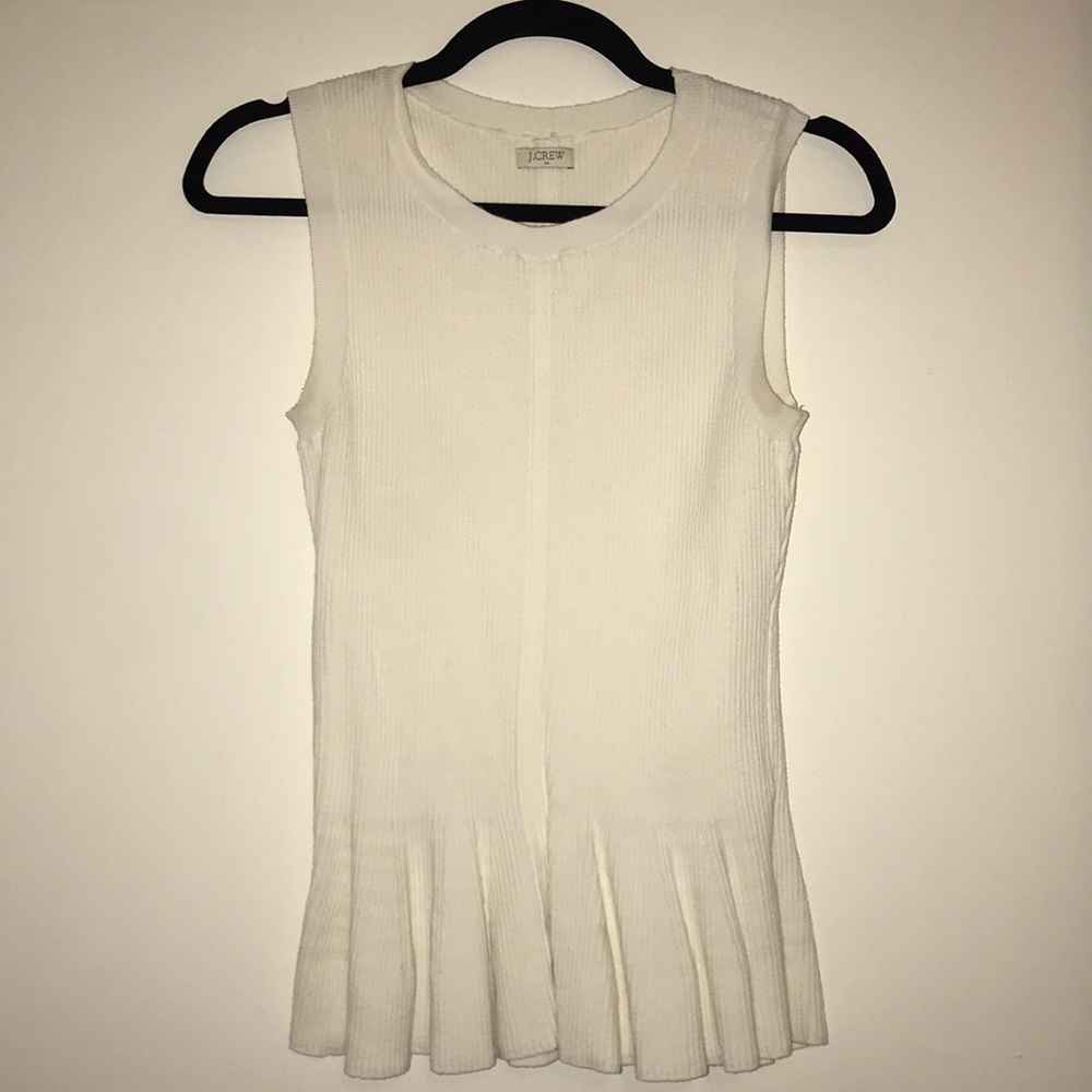 J Crew off-white peplum knit ribbed top